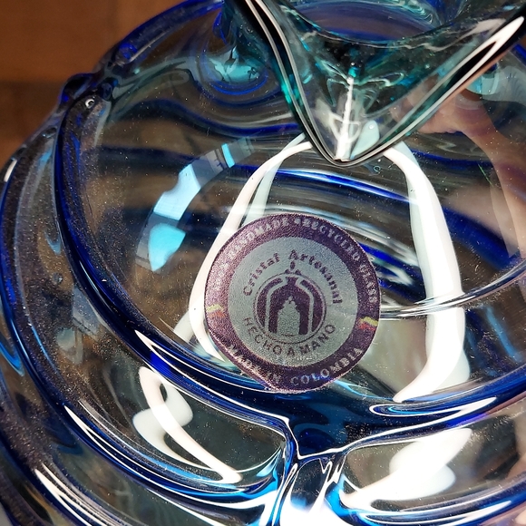 Recycled Glass Pitcher Blue - Picture 8 of 14